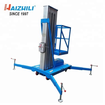 Single mast 125kg 6 meter hydraulic aluminum alloy one man personal lift with low cost